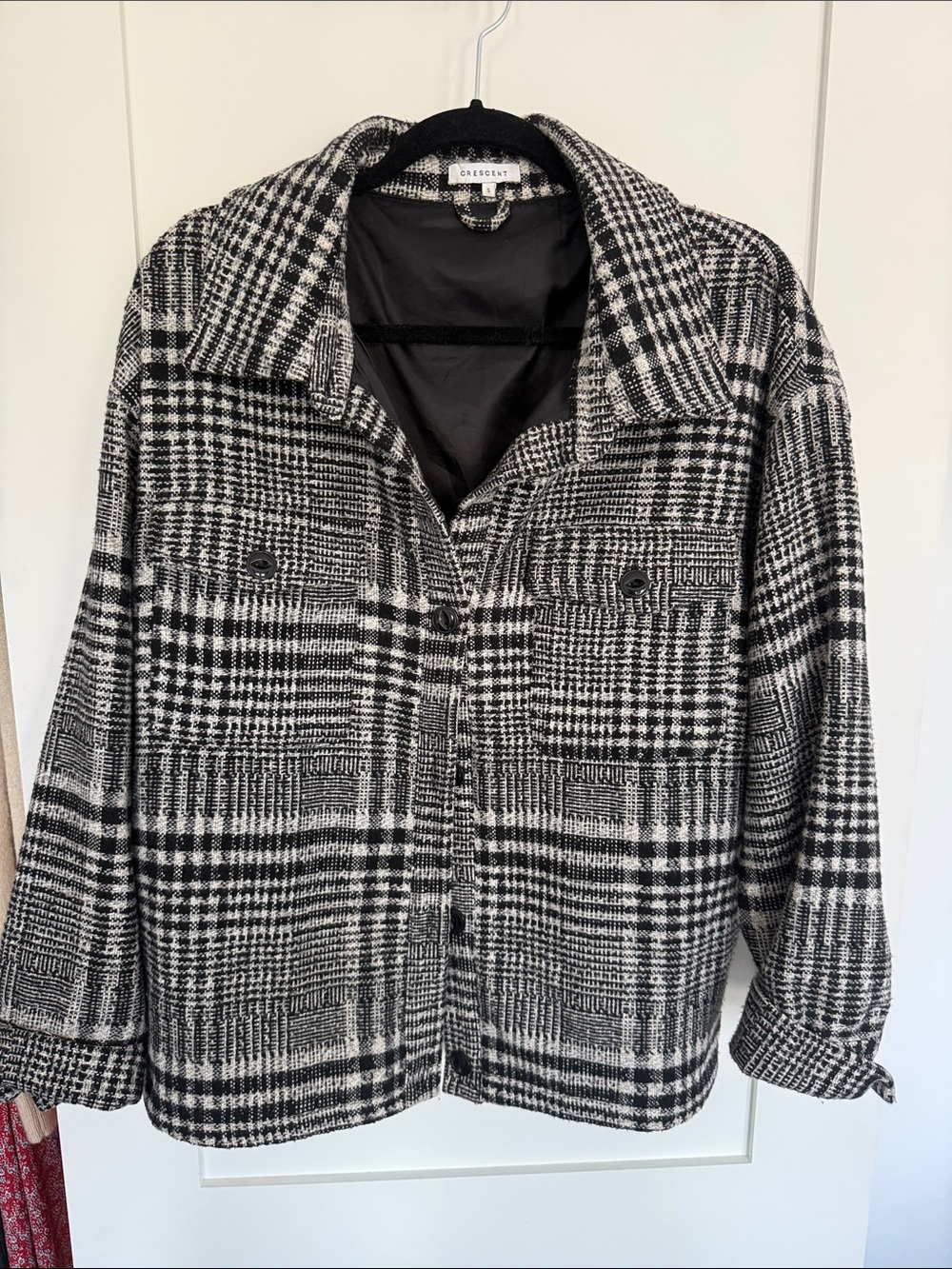 Crescent Black & White Plaid Bomber Jacket